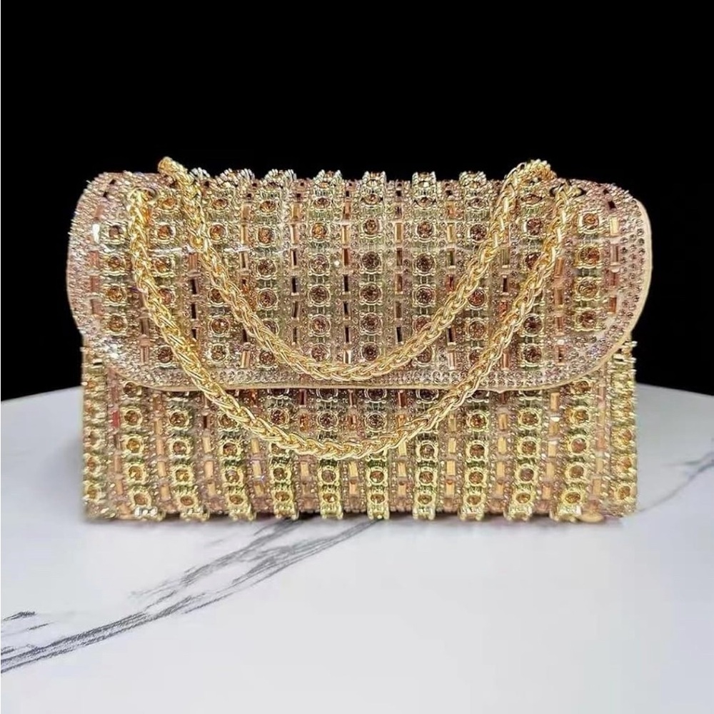 Rhinestone Flip Square Chain Evening Bag